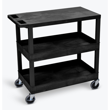 LUXOR Black EC211 18x32 Cart with 2 Tub Shelves & 1 Flat Shelf EC211-B